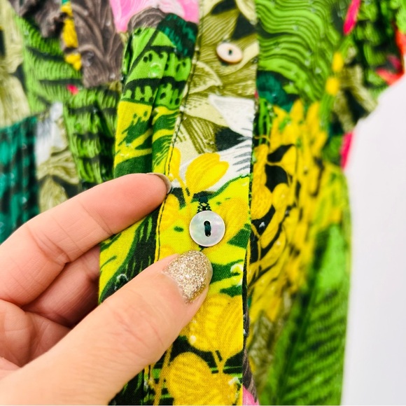 Palms Away Floral Tropical Resort Wear Dress Medium - Picture 9 of 13